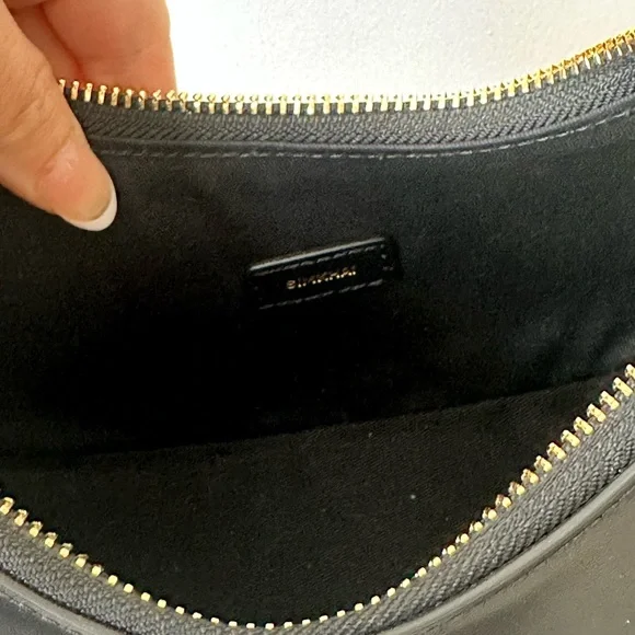 SIMKHAI Nixi Twist Handle Hobo Bag Black Leather Gold Hardware Dust Bag - Picture 4 of 6